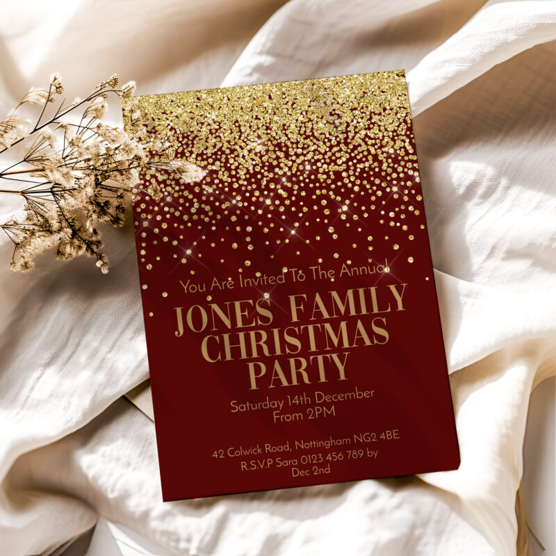 Christmas Red and Gold Invitation 1