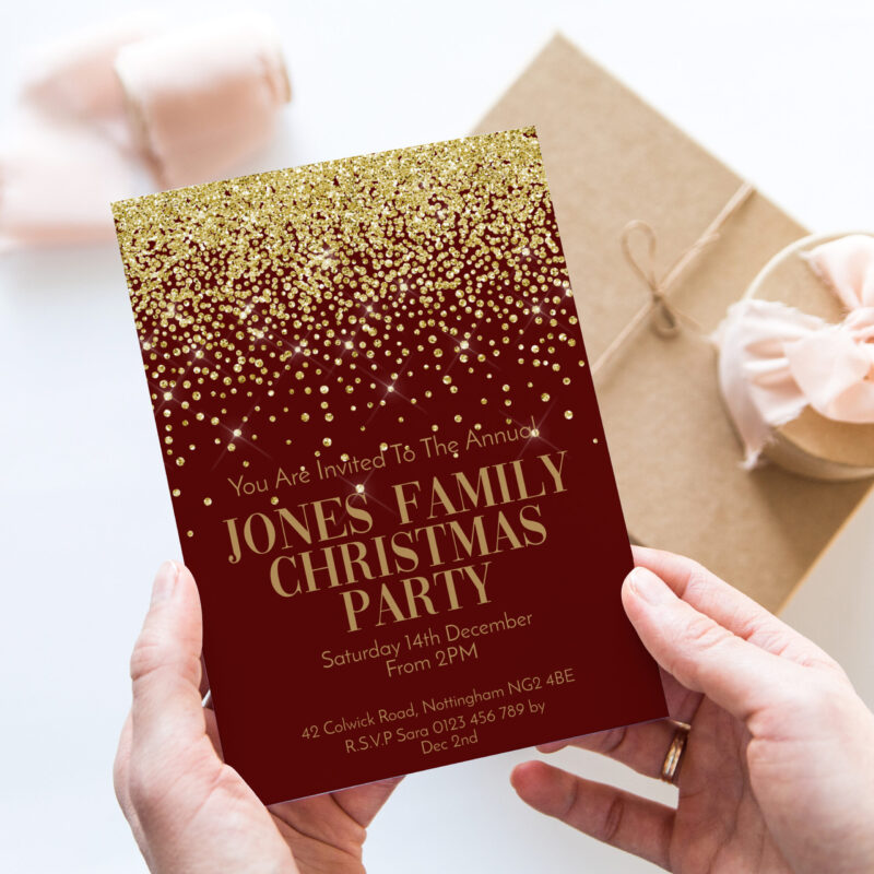 Christmas Red and Gold Invitation 2