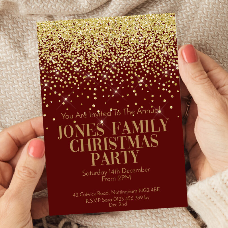 Christmas Red and Gold Invitation 3