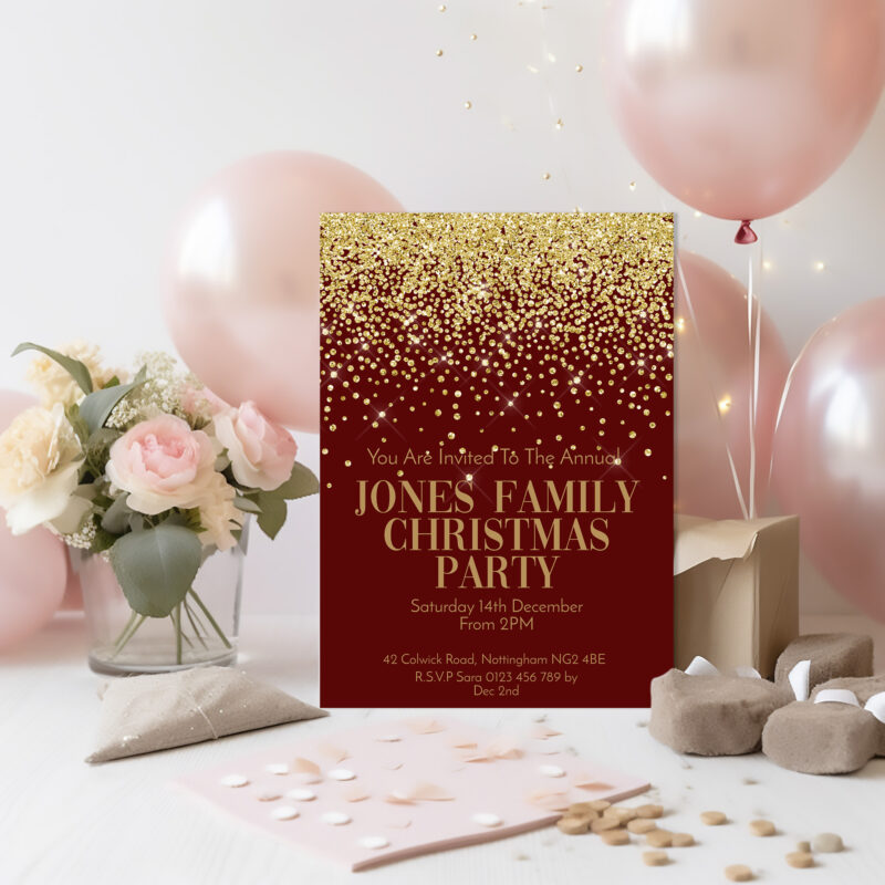 Christmas Red and Gold Invitation 5