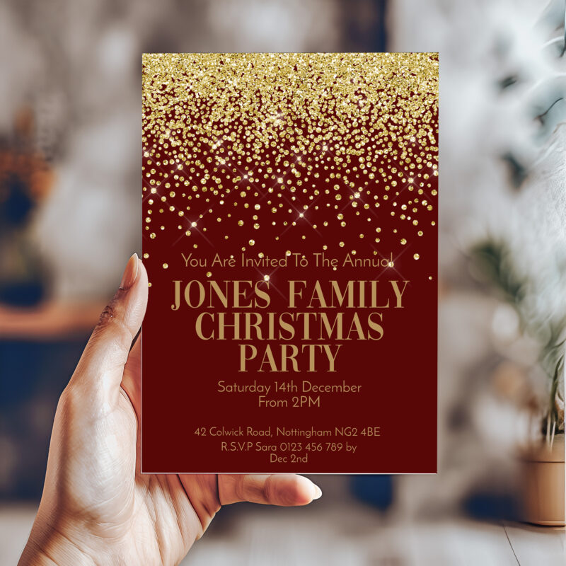 Christmas Red and Gold Invitation 6