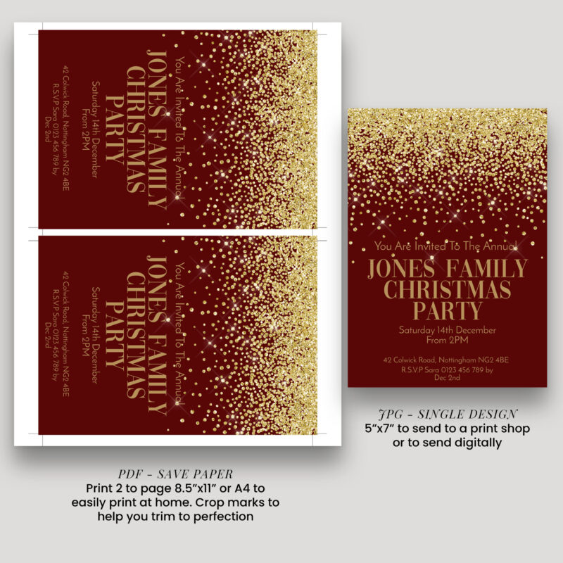 Christmas Red and Gold Invitation 8