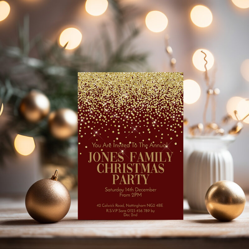 Christmas Red and Gold Invitation