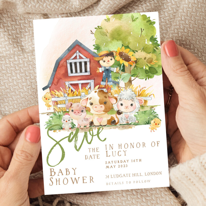 Farm Baby Shower Save The Date Invitation 3