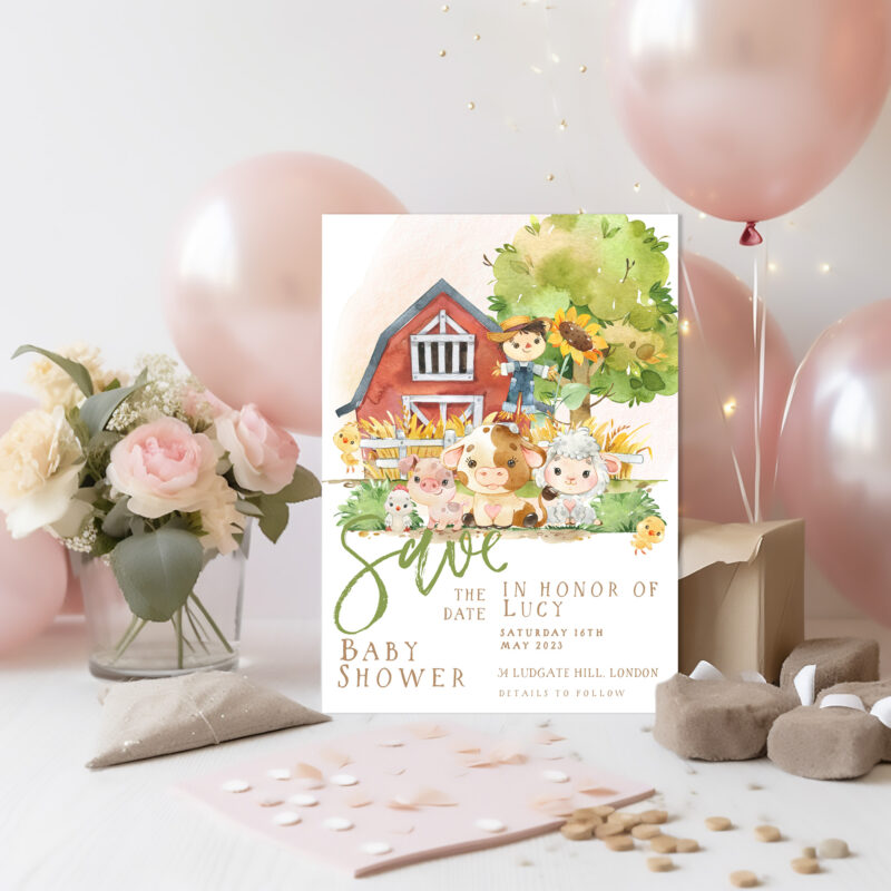 Farm Baby Shower Save The Date Invitation 5