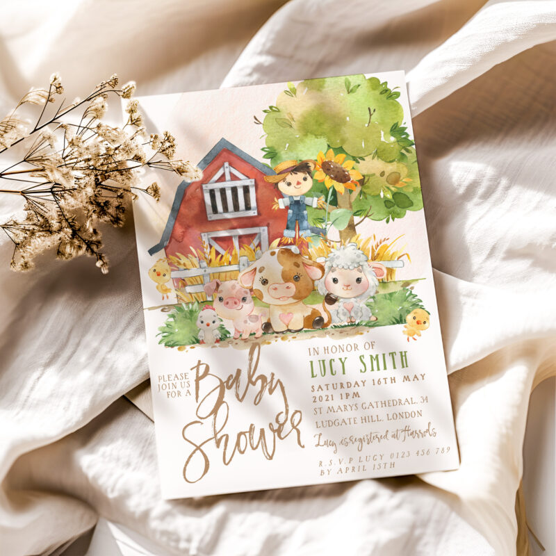 Farm Baby shower Invitation 1