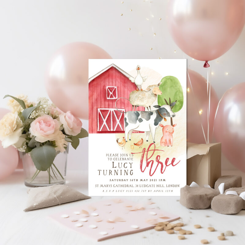 3rd Birthday Farm Yard Invitation