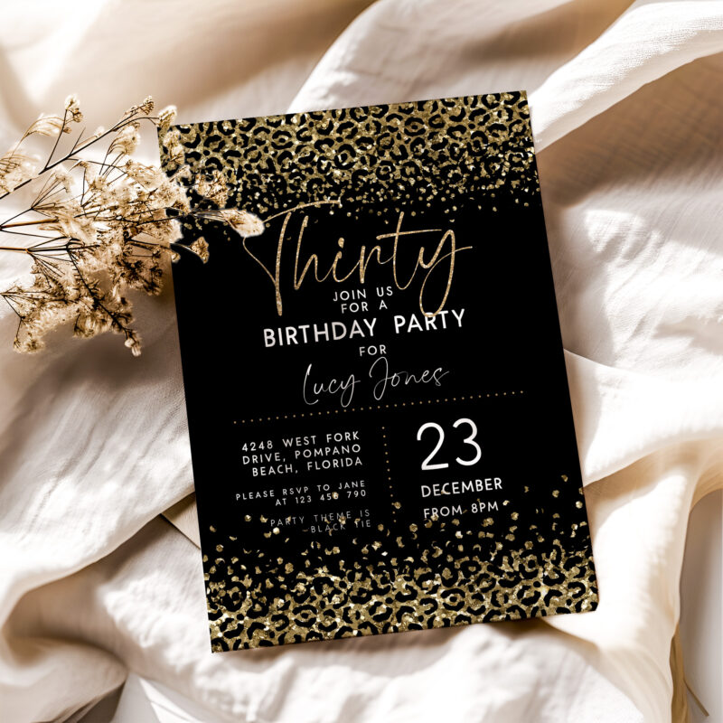 Leopard Print 30th Birthday Invitation 1