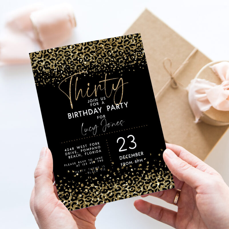 Leopard Print 30th Birthday Invitation 2