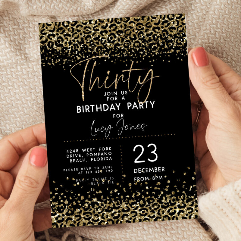 Leopard Print 30th Birthday Invitation 3