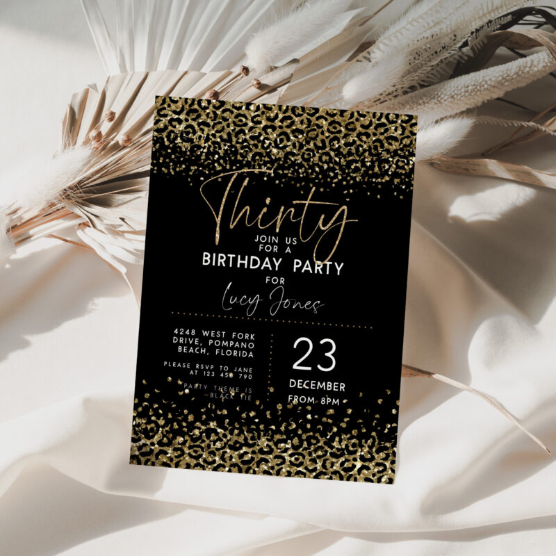Leopard Print 30th Birthday Invitation 4