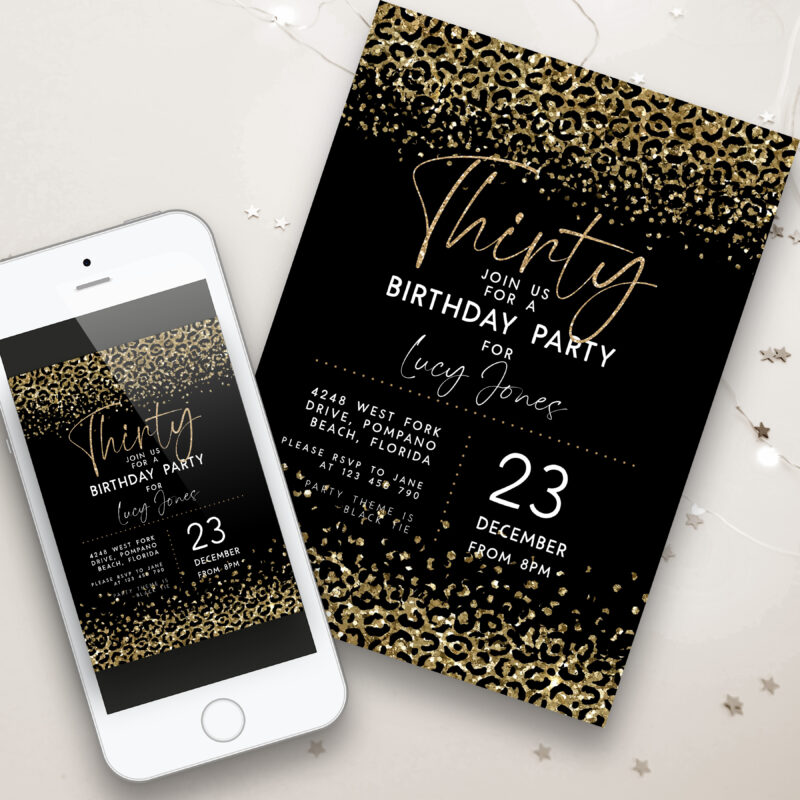 Leopard Print 30th Birthday Invitation 5