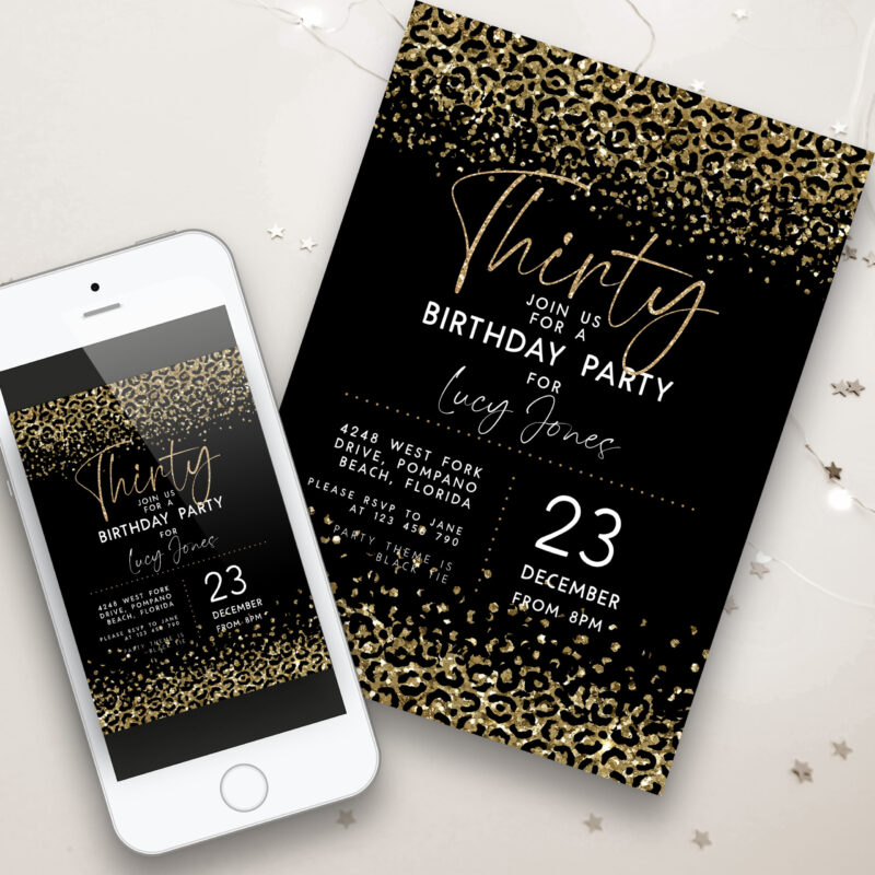 Leopard Print 30th Birthday Invitation 5