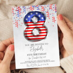 Patriotic 8th Birthday Invitation 3