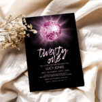 Pink Disco Ball Birthday Invitation 1