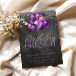 Purple Birthday Brunch Invitation 1