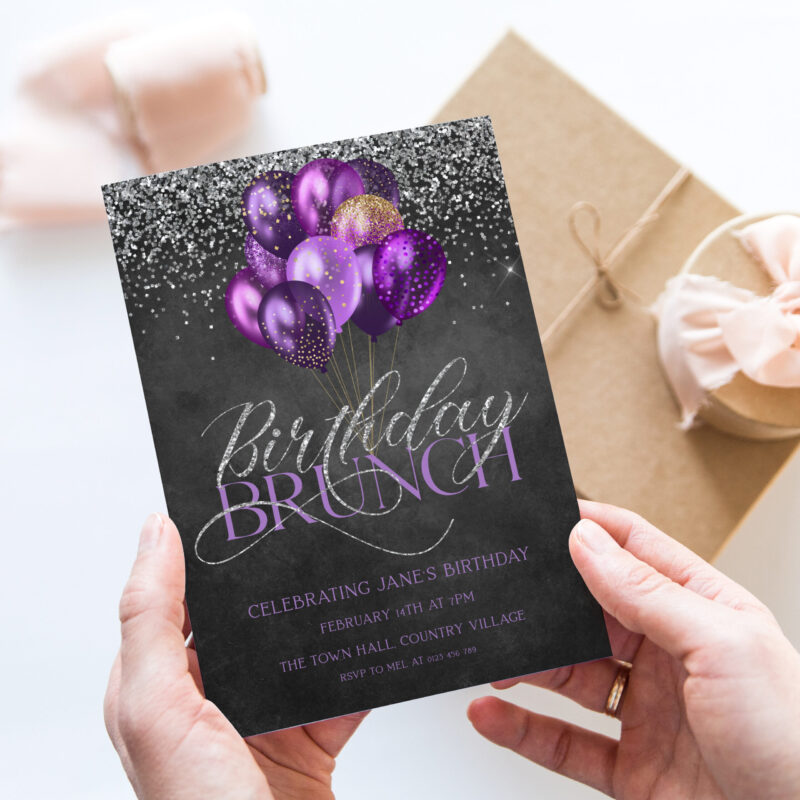 Purple Birthday Brunch Invitation 2