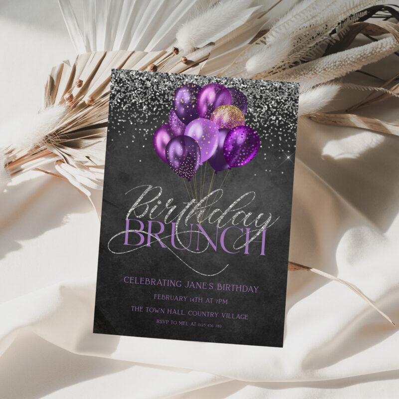 Purple Birthday Brunch Invitation 5