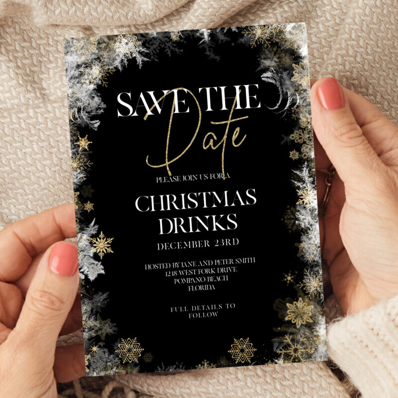 Snowflake Christmas Save The Date Invitation