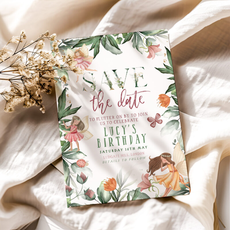 Save The Date Fairy Birthday Invitation 1