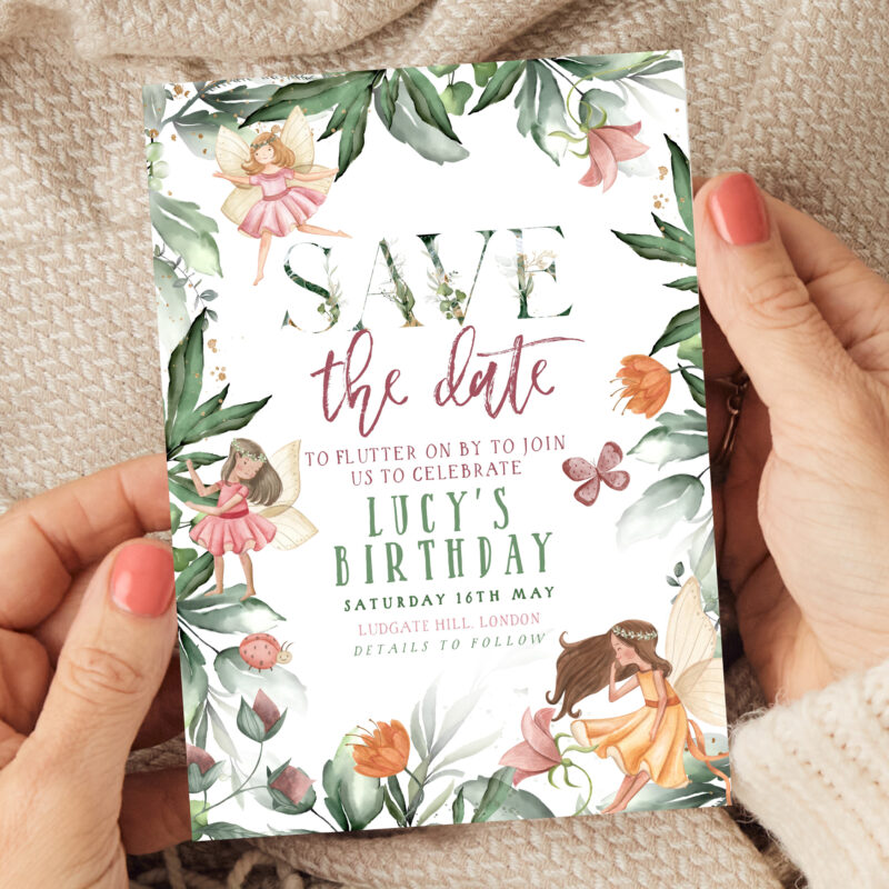 Save The Date Fairy Birthday Invitation 3