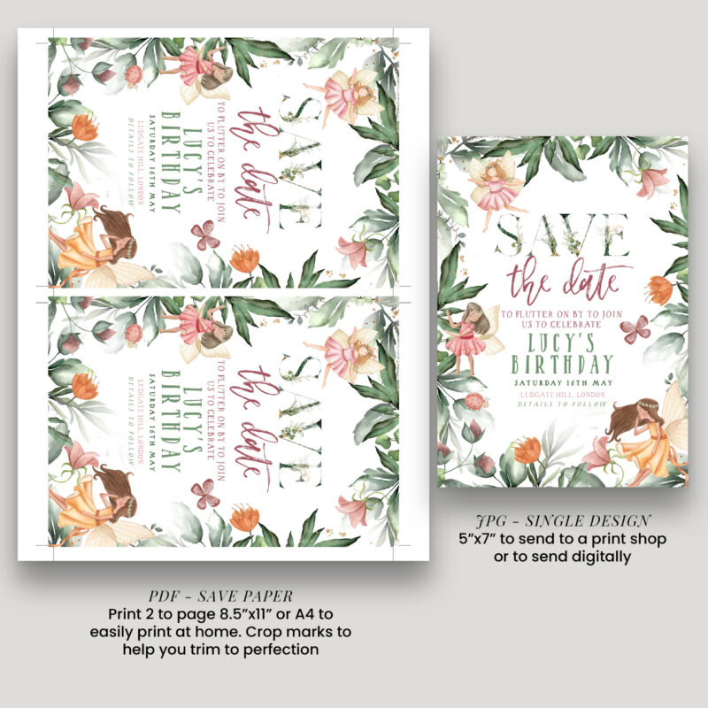 Save The Date Fairy Birthday Invitation 8