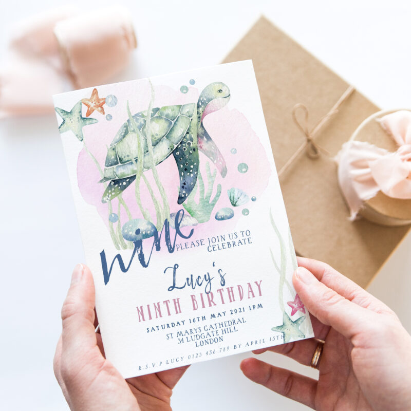 Turtle 9th Birthday Invitation 1