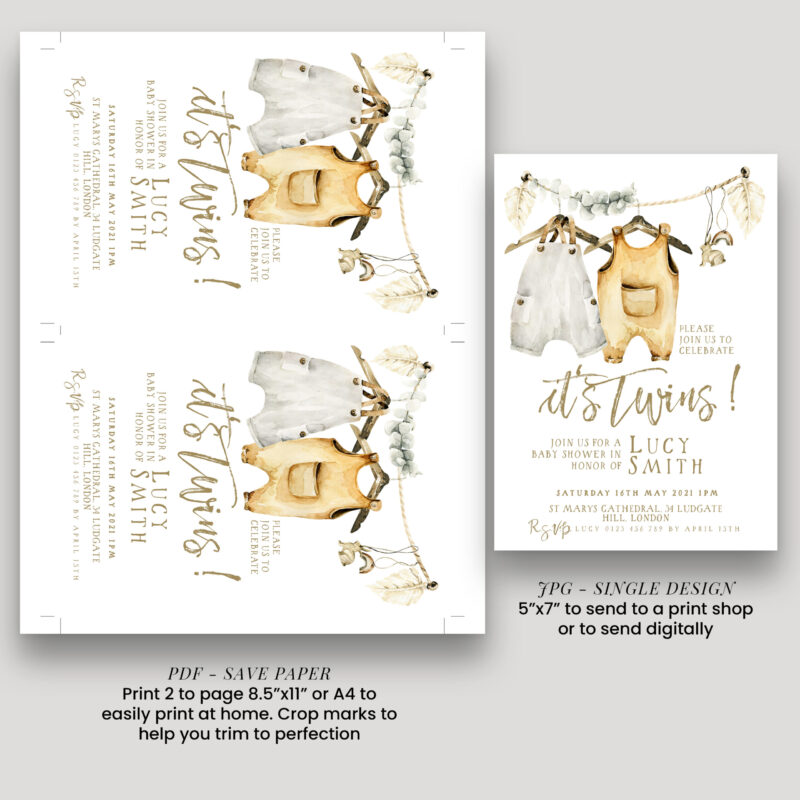 Twins Baby Shower Invitation 3