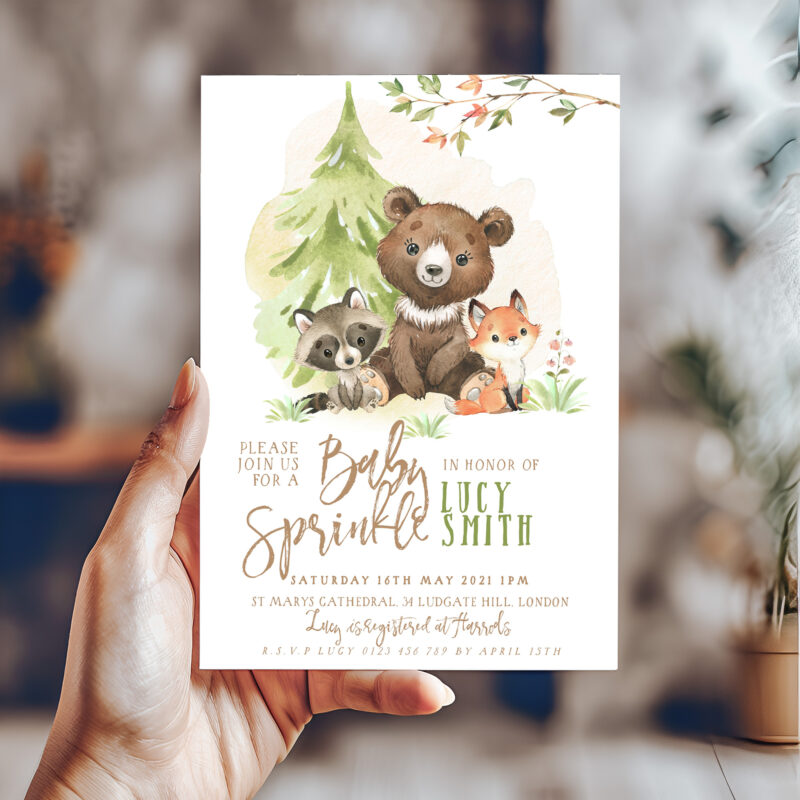 Woodland Baby Sprinkle Invitation