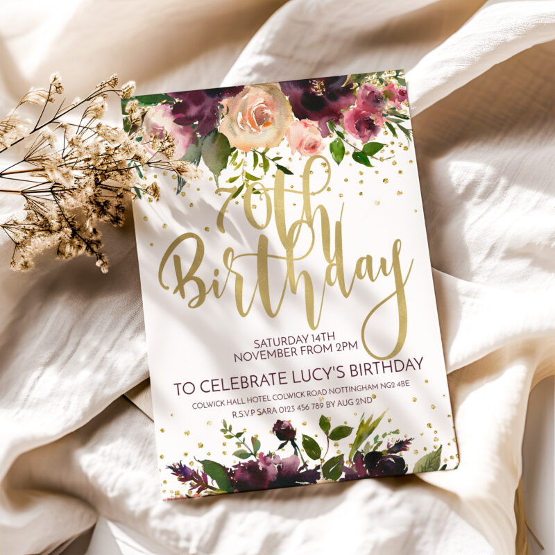 70th Floral Birthday Invitation