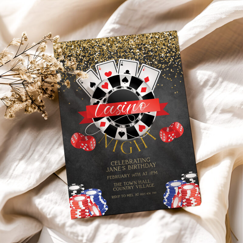 casino theme party invite