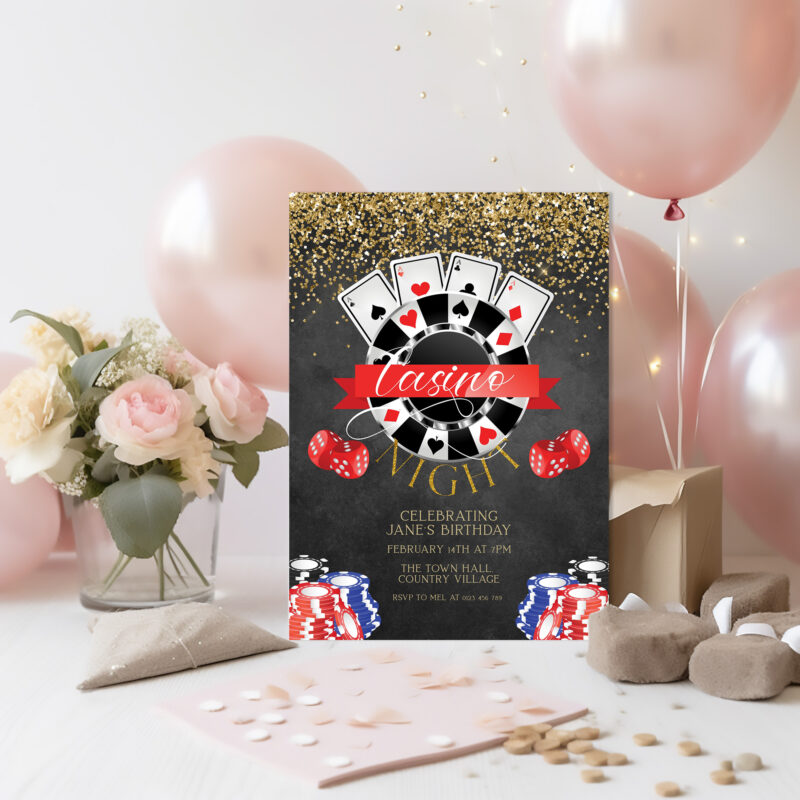 casino theme party invite