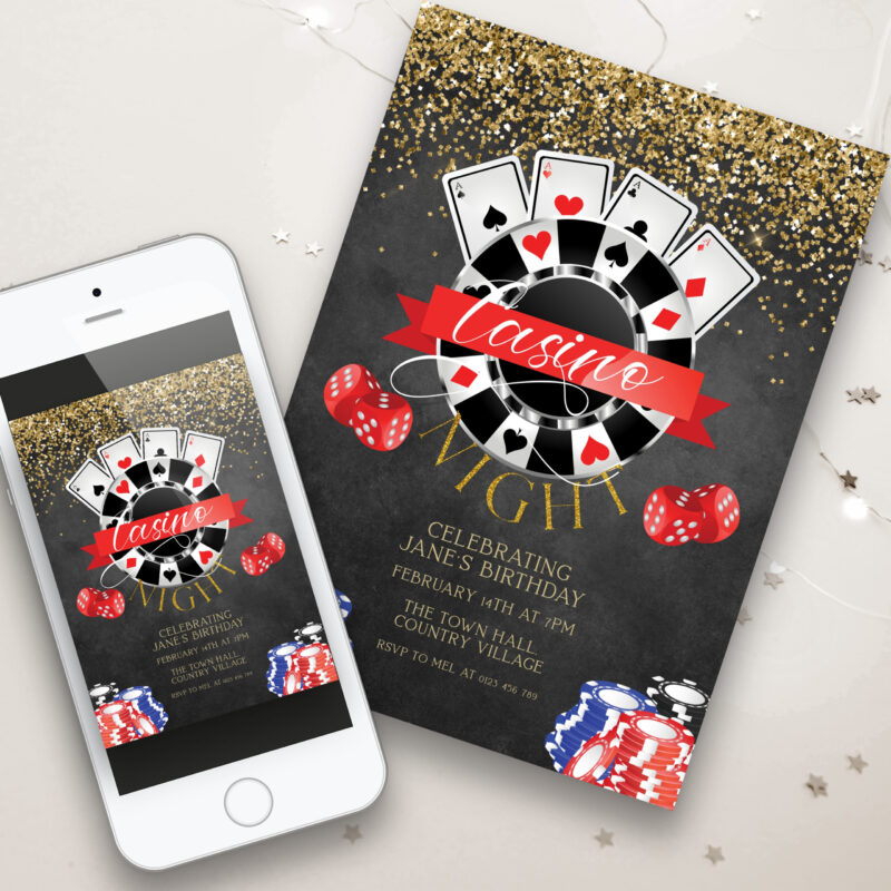 casino theme party invite