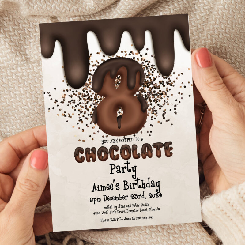 8th Birthday Chocolate Party Invitation