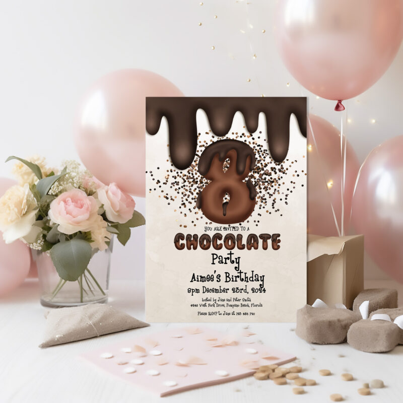 8th Birthday Chocolate Party Invitation