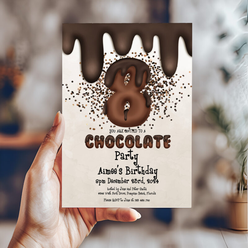 8th Birthday Chocolate Party Invitation