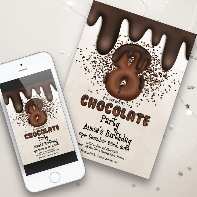 8th Birthday Chocolate Party Invitation