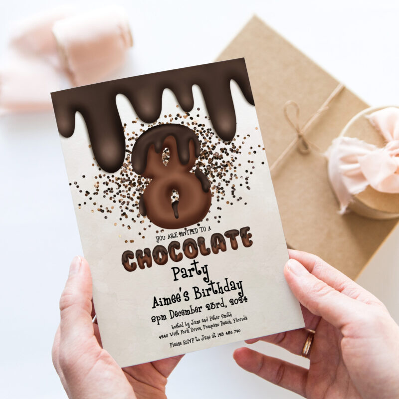 8th Birthday Chocolate Party Invitation