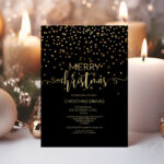 Christmas Black and Gold Invitation