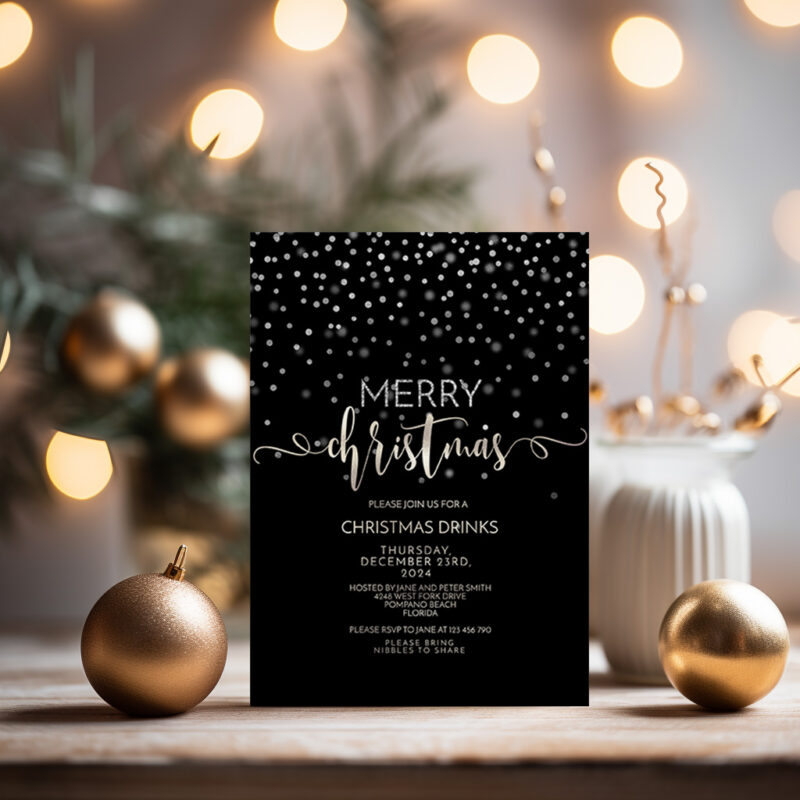 Christmas Black and Silver Invitation