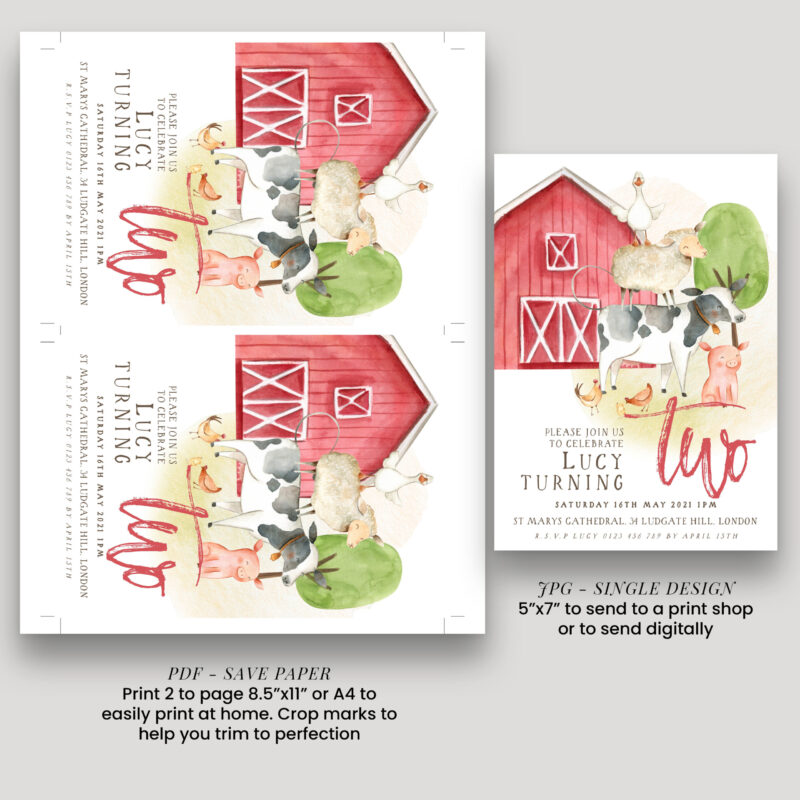 farmyard birthday invite