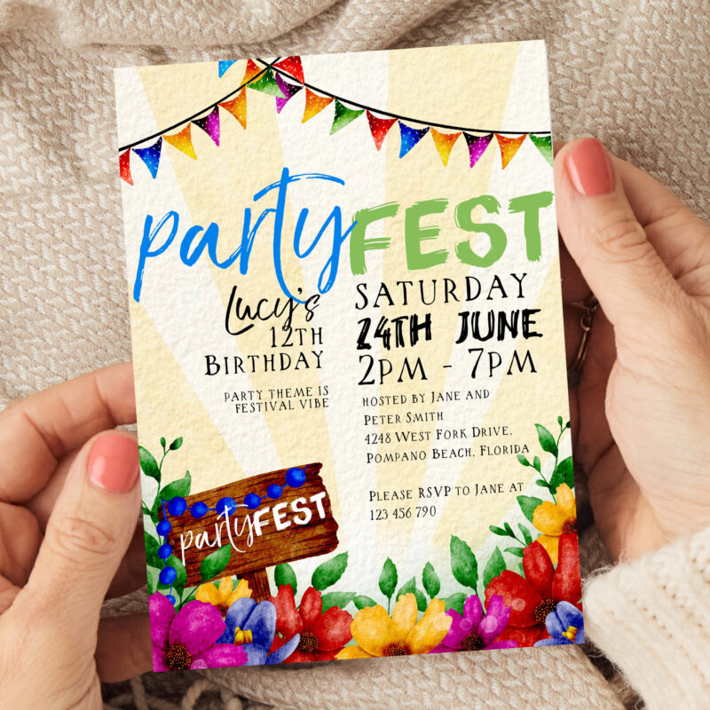 Party Fest Festival Birthday Invitation