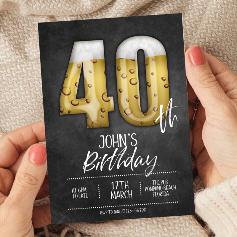 40th Beer Birthday Invitation