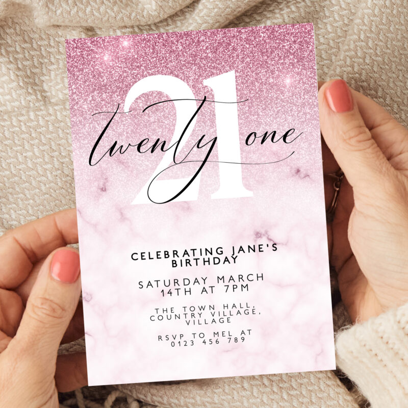 21st pink Birthday Invitation