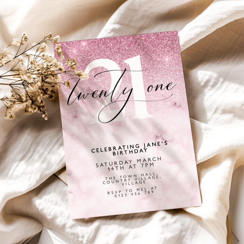 21st pink Birthday Invitation