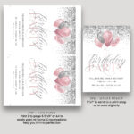 pink silver birthday invite