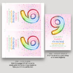 pink nine birthday invite