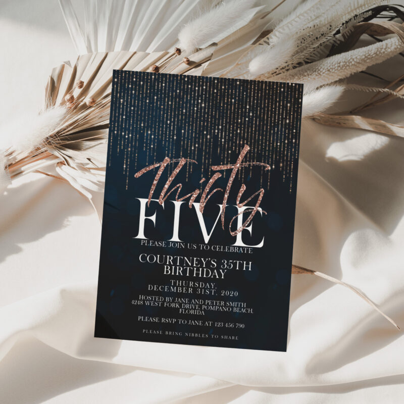 35th Glitter Birthday Invitation