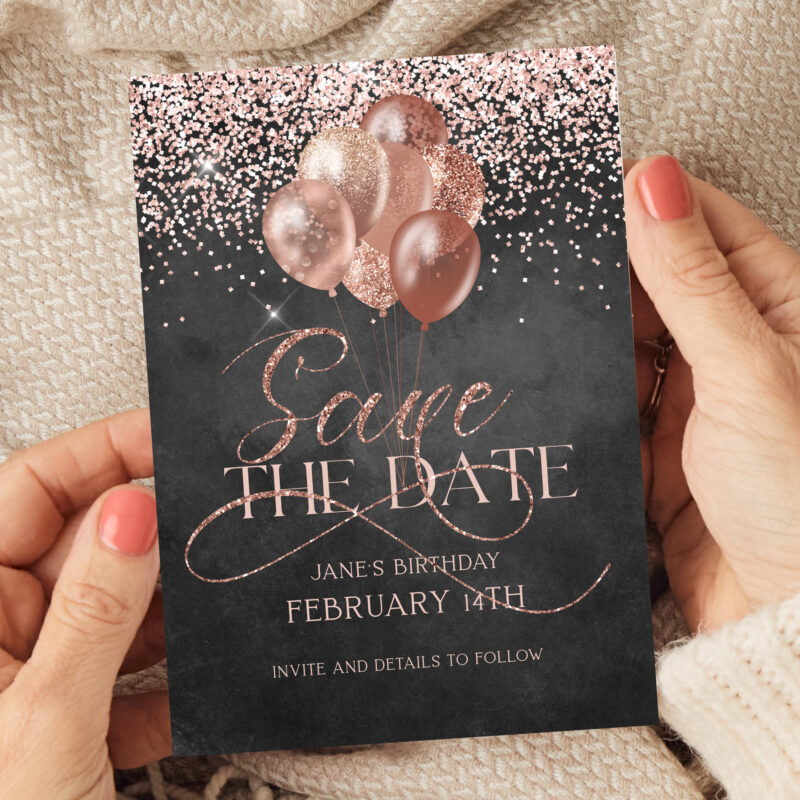 rose gold save the date invitation