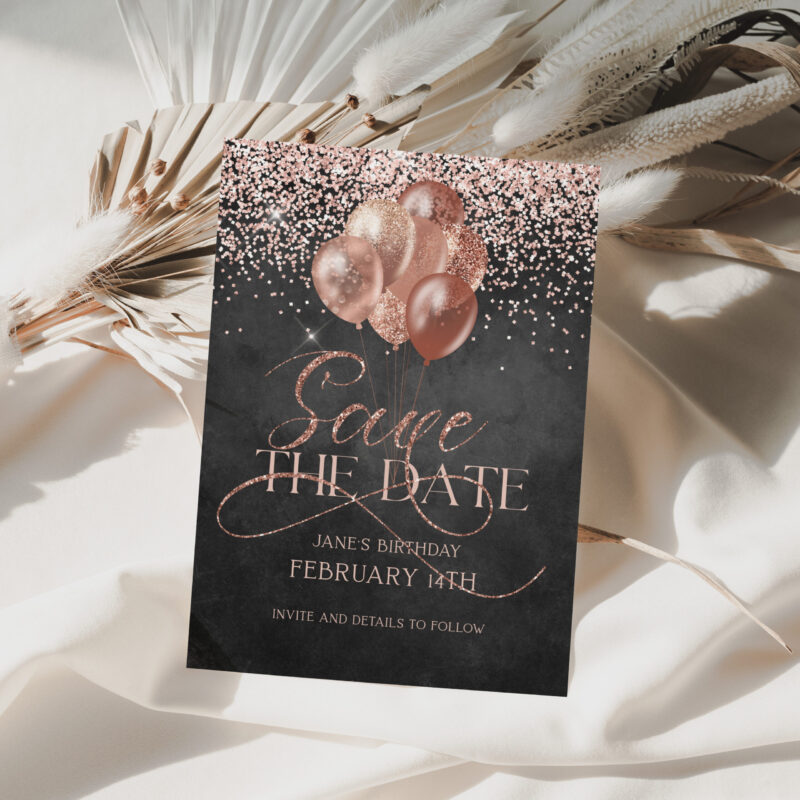 Rose Gold Save The Date Invitation